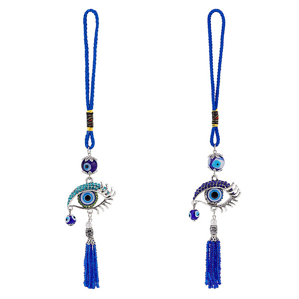 PandaHall AHADEMAKER 2Pcs 2 Style Evil Eye Car Hanging Alloy Glass Rhinestone Big Pendant Decorations, with Resin Beads, Polyester Cord..., Blue
PandaHall AHADEMAKER 2Pcs 2 Style Evil Eye Car Hanging Alloy Glass Rhinestone Big Pendant Decorations, with Resin Beads, Polyester Cord..., Blue