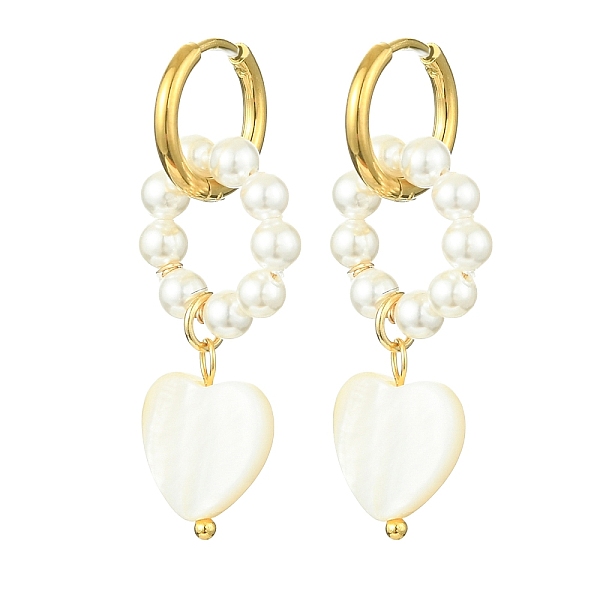 PandaHall Natural Pearl & Shell Heart Dangle Hoop Earrings, Golden Alloy Drop Earrings, White, 40x12~12.5mm Pearl Heart White
PandaHall Natural Pearl & Shell Heart Dangle Hoop Earrings, Golden Alloy Drop Earrings, White, 40x12~12.5mm Pearl Heart White