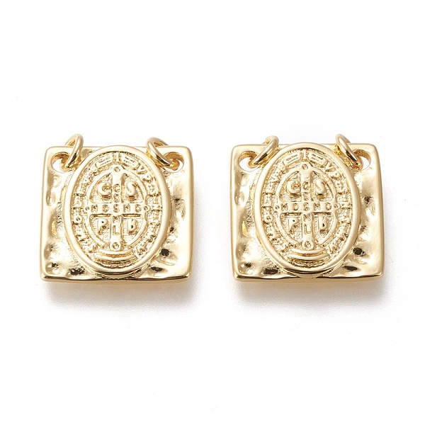 PandaHall Brass Charms, with Jump Rings, Long-Lasting Plated, Square with Saint Benedict Medal/Saint Benedict, Real 18K Gold Plated...
PandaHall Brass Charms, with Jump Rings, Long-Lasting Plated, Square with Saint Benedict Medal/Saint Benedict, Real 18K Gold Plated...