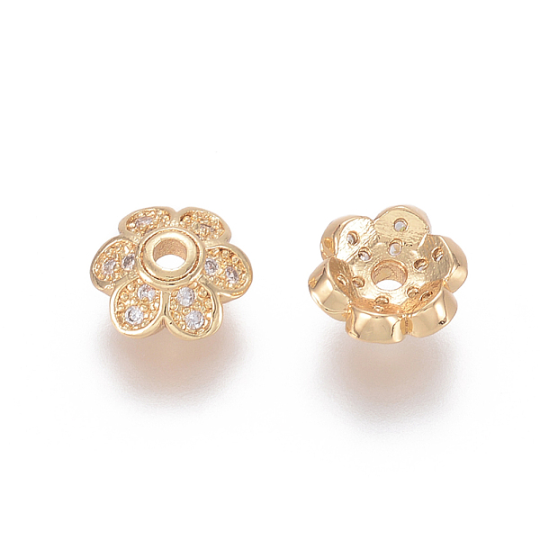 PandaHall Brass Micro Pave Cubic Zirconia Fancy Bead Caps, 6-Petal, Flower, Clear, Golden, 8x3mm, Hole: 1.7mm Brass+Cubic Zirconia Clear
PandaHall Brass Micro Pave Cubic Zirconia Fancy Bead Caps, 6-Petal, Flower, Clear, Golden, 8x3mm, Hole: 1.7mm Brass+Cubic Zirconia Clear