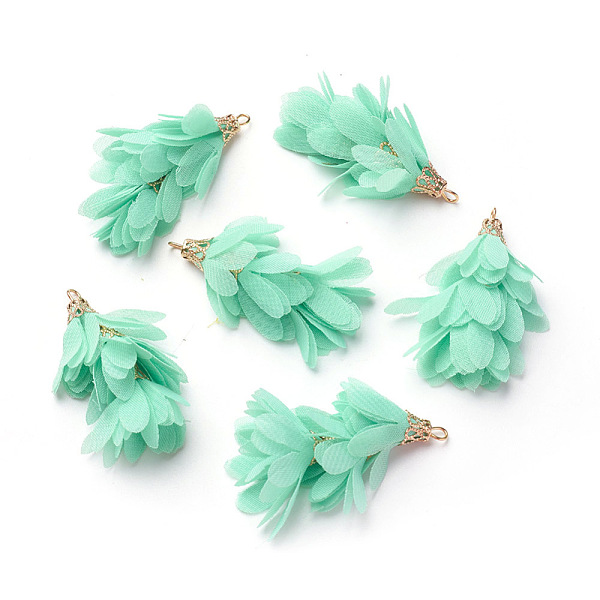 PandaHall Iron Big Pendants, with Chiffon, Flower, Golden, Turquoise, 50~52x22~28mm, Hole: 2mm Cloth Flower Green
PandaHall Iron Big Pendants, with Chiffon, Flower, Golden, Turquoise, 50~52x22~28mm, Hole: 2mm Cloth Flower Green