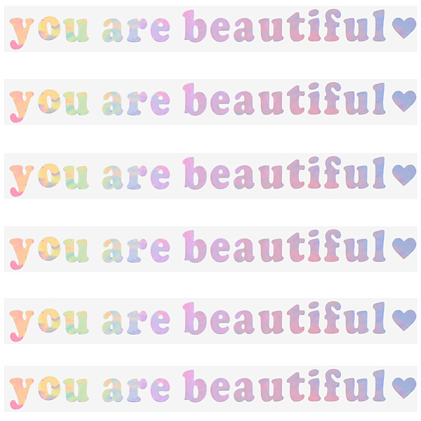 PandaHall PVC You Are Beautiful Self Adhesive Car Stickers, Waterproof Word Car Rearview Mirror Decorative Decals for Car Decoration, White...
PandaHall PVC You Are Beautiful Self Adhesive Car Stickers, Waterproof Word Car Rearview Mirror Decorative Decals for Car Decoration, White...