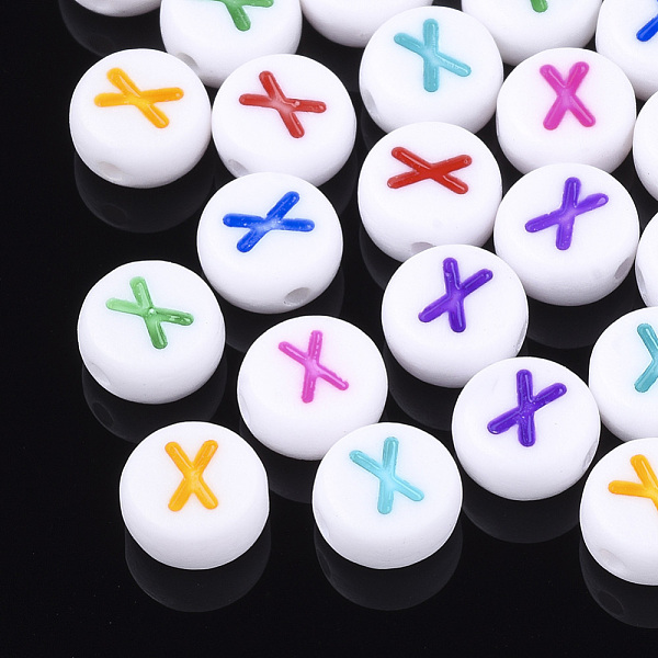 PandaHall Initial Acrylic Beads, Horizontal Hole, Flat Round, Mixed Color, Letter.X, 7x3.5~4mm, Hole: 1.2mm Acrylic Flat Round Multicolor
PandaHall Initial Acrylic Beads, Horizontal Hole, Flat Round, Mixed Color, Letter.X, 7x3.5~4mm, Hole: 1.2mm Acrylic Flat Round Multicolor