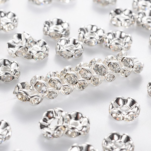 PandaHall Brass Rhinestone Spacer Beads, Nickel Free, Rondelle, Grade A, Platinum Color, Clear, 7x3.2mm Brass+Rhinestone Rondelle Clear
PandaHall Brass Rhinestone Spacer Beads, Nickel Free, Rondelle, Grade A, Platinum Color, Clear, 7x3.2mm Brass+Rhinestone Rondelle Clear
