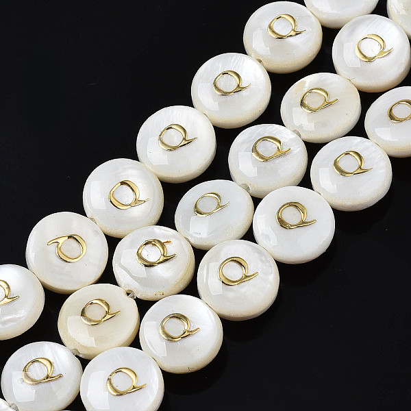 PandaHall Natural Freshwater Shell Beads, with Golden Enamel, Horizontal Hole, Flat Round with Alphabet, Seashell Color, Letter.Q...
PandaHall Natural Freshwater Shell Beads, with Golden Enamel, Horizontal Hole, Flat Round with Alphabet, Seashell Color, Letter.Q...