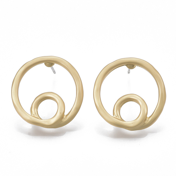 PandaHall Smooth Surface Alloy Stud Earring Findings, with Loop and Steel Pin, Ring, Matte Gold Color, 19x18.5mm, Hole: 5mm, Pin: 0.7mm...
PandaHall Smooth Surface Alloy Stud Earring Findings, with Loop and Steel Pin, Ring, Matte Gold Color, 19x18.5mm, Hole: 5mm, Pin: 0.7mm...