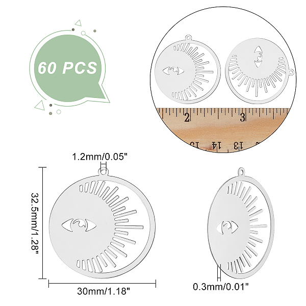 PandaHall DICOSMETIC 60Pcs Eye Charms Stainless Steel Flat Round with Evil Eye Hollow Pendants Etched Metal Embellishments Filigree Pendants...
PandaHall DICOSMETIC 60Pcs Eye Charms Stainless Steel Flat Round with Evil Eye Hollow Pendants Etched Metal Embellishments Filigree Pendants...