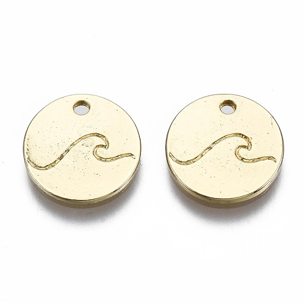 PandaHall Alloy Charms, Cadmium Free & Nickel Free & Lead Free, Flat Round with Wave Pattern, Real 16K Gold Plated, 12x1.5mm, Hole: 1.5mm...
PandaHall Alloy Charms, Cadmium Free & Nickel Free & Lead Free, Flat Round with Wave Pattern, Real 16K Gold Plated, 12x1.5mm, Hole: 1.5mm...