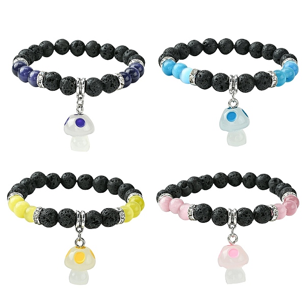 PandaHall Natural Lava Rock & Cat Eye Round Beaded Stretch Bracelet with Resin Mushroom Charms, Mixed Color, Inner Diameter: 2 inch(5.05cm)..., Multicolor
PandaHall Natural Lava Rock & Cat Eye Round Beaded Stretch Bracelet with Resin Mushroom Charms, Mixed Color, Inner Diameter: 2 inch(5.05cm)..., Multicolor