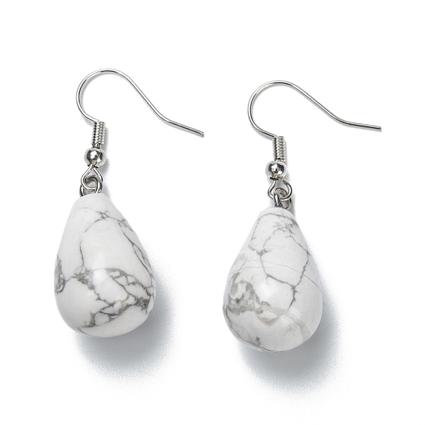 PandaHall Natural Howlite Dangle Earrings, with Brass Earring Hooks, Drop, Platinum, 43mm, Pin: 0.5mm Howlite
PandaHall Natural Howlite Dangle Earrings, with Brass Earring Hooks, Drop, Platinum, 43mm, Pin: 0.5mm Howlite