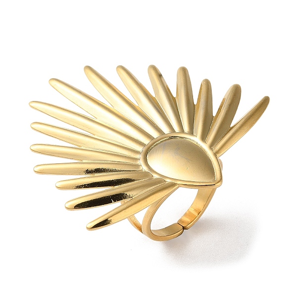 PandaHall 304 Stainless Steel Open Cuff Ring Components, Sun Bezel Cup Ring Settings with Teardrop Tray, Real 18K Gold Plated, Inner...
PandaHall 304 Stainless Steel Open Cuff Ring Components, Sun Bezel Cup Ring Settings with Teardrop Tray, Real 18K Gold Plated, Inner...