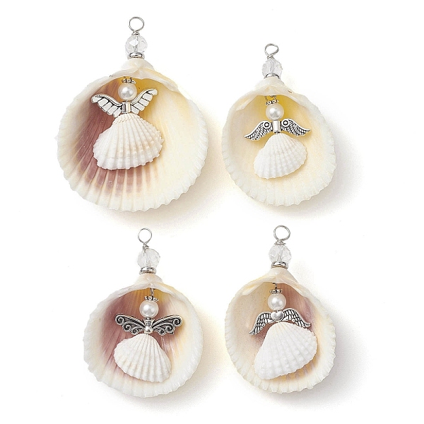 PandaHall 4 Styles Natural Shell Big Pendants, Guardian Angel Charms with Tibetan Style Alloy Wings, Antique Silver...
PandaHall 4 Styles Natural Shell Big Pendants, Guardian Angel Charms with Tibetan Style Alloy Wings, Antique Silver...