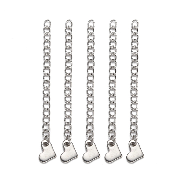 PandaHall 304 Stainless Steel Chain Extender, with Heart Charms, Stainless Steel Color, 58x3mm 304 Stainless Steel
PandaHall 304 Stainless Steel Chain Extender, with Heart Charms, Stainless Steel Color, 58x3mm 304 Stainless Steel