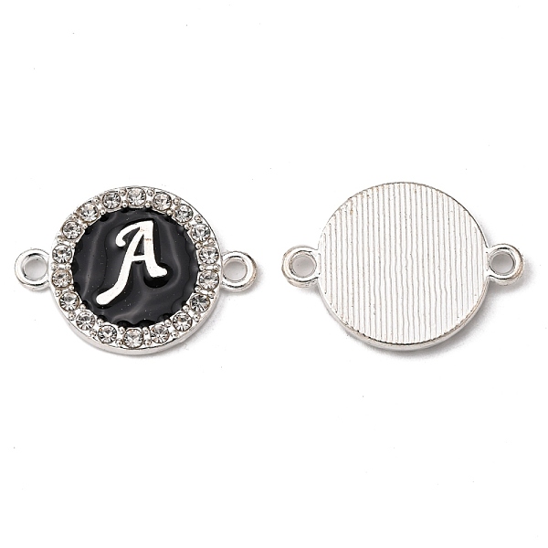 PandaHall Alloy Enamel Links Connectors, with Crystal Rhinestones, Flat Round with Letter, Silver Color Plated, Letter.A, 22x16x2mm, Hole..., Black
PandaHall Alloy Enamel Links Connectors, with Crystal Rhinestones, Flat Round with Letter, Silver Color Plated, Letter.A, 22x16x2mm, Hole..., Black
