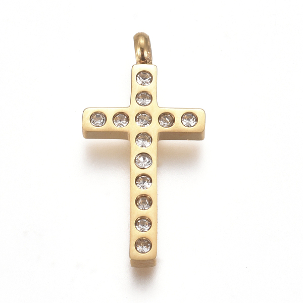 PandaHall 304 Stainless Steel Pendants, with Rhinestone, Cross, Crystal, Golden, 22x11x2mm, Hole: 1.8mm Stainless Steel+Rhinestone Cross..., Clear
PandaHall 304 Stainless Steel Pendants, with Rhinestone, Cross, Crystal, Golden, 22x11x2mm, Hole: 1.8mm Stainless Steel+Rhinestone Cross..., Clear
