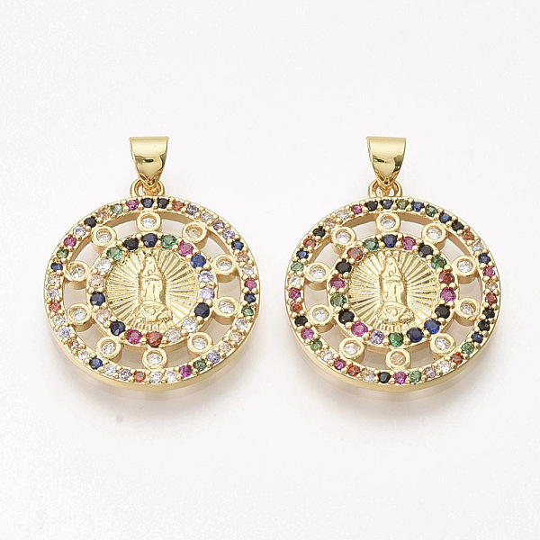 PandaHall Brass Micro Pave Cubic Zirconia Pendants, Flat Round with Virgin Mary, Colorful, Golden, 22.5x20x2.5mm, Hole: 3x4mm Brass+Cubic...
PandaHall Brass Micro Pave Cubic Zirconia Pendants, Flat Round with Virgin Mary, Colorful, Golden, 22.5x20x2.5mm, Hole: 3x4mm Brass+Cubic...
