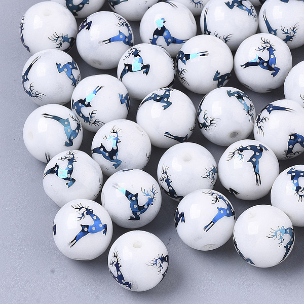 PandaHall Christmas Opaque Glass Beads, Round with Electroplate Elk Christmas Reindeer/Stag Pattern, Blue Plated, 10mm, Hole: 1.2mm Glass..., White
PandaHall Christmas Opaque Glass Beads, Round with Electroplate Elk Christmas Reindeer/Stag Pattern, Blue Plated, 10mm, Hole: 1.2mm Glass..., White