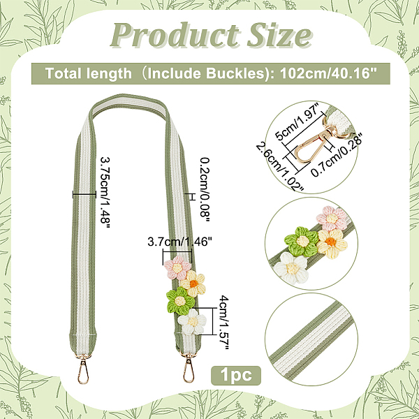 PandaHall Polycotton Wide Bag Straps, with Crochet Flower & Alloy Swivel Clasp, Dark Sea Green, 102x3.75x0.2cm Alloy
PandaHall Polycotton Wide Bag Straps, with Crochet Flower & Alloy Swivel Clasp, Dark Sea Green, 102x3.75x0.2cm Alloy