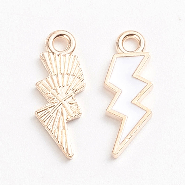 PandaHall Alloy Enamel Pendants, Lightning, Light Gold, White, 20.5x7.5x1.5mm, Hole: 2mm Alloy+Enamel Others White
PandaHall Alloy Enamel Pendants, Lightning, Light Gold, White, 20.5x7.5x1.5mm, Hole: 2mm Alloy+Enamel Others White