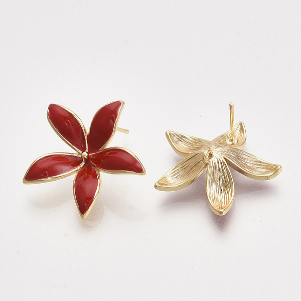 PandaHall Brass Enamel Stud Earring Findings, with Loop, Real 18K Gold Plated, Nickel Free, Flower, Red, 22.5x24mm, Hole: 1.2mm, Pin: 0.8mm...
PandaHall Brass Enamel Stud Earring Findings, with Loop, Real 18K Gold Plated, Nickel Free, Flower, Red, 22.5x24mm, Hole: 1.2mm, Pin: 0.8mm...