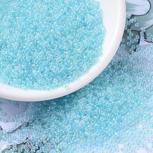 PandaHall MIYUKI Round Rocailles Beads, Japanese Seed Beads, (RR278) Aqua Lined Crystal AB, 11/0, 2x1.3mm, Hole: 0.8mm, about 5500pcs/50g..., Cyan
PandaHall MIYUKI Round Rocailles Beads, Japanese Seed Beads, (RR278) Aqua Lined Crystal AB, 11/0, 2x1.3mm, Hole: 0.8mm, about 5500pcs/50g..., Cyan