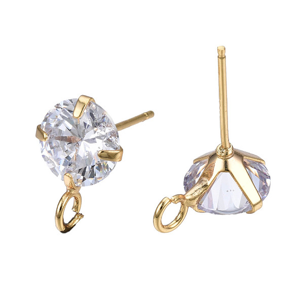 PandaHall Brass Micro Clear Cubic Zirconia Stud Earring Findings, with Loop, Nickel Free, Real 18K Gold Plated, 12x8mm, Hole: 2mm, Pin...
PandaHall Brass Micro Clear Cubic Zirconia Stud Earring Findings, with Loop, Nickel Free, Real 18K Gold Plated, 12x8mm, Hole: 2mm, Pin...