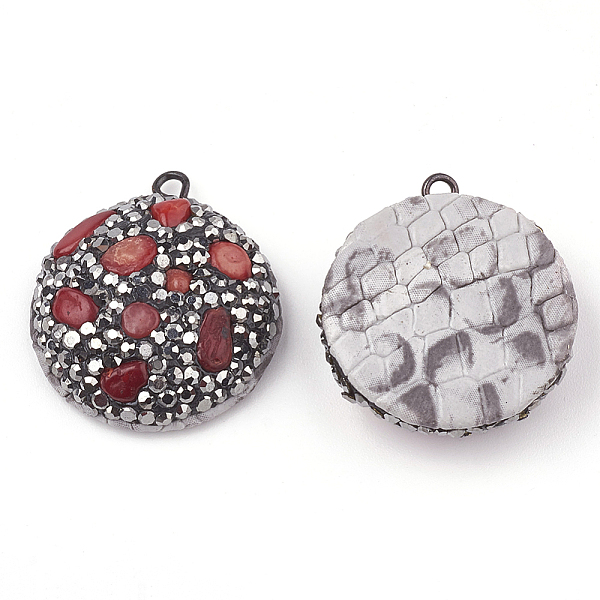 PandaHall Polymer Clay Rhinestone Pendants, with Gemstone Chip and PU Leather, Half Round, FireBrick, 26x23x8mm, Hole: 1.5mm Polymer..., Red
PandaHall Polymer Clay Rhinestone Pendants, with Gemstone Chip and PU Leather, Half Round, FireBrick, 26x23x8mm, Hole: 1.5mm Polymer..., Red