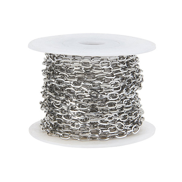 PandaHall 304 Stainless Steel Cable Chains, Unwelded, with Spool, Flat Oval, Stainless Steel Color, 7x4x0.8mm, 5m/roll 304 Stainless Steel
PandaHall 304 Stainless Steel Cable Chains, Unwelded, with Spool, Flat Oval, Stainless Steel Color, 7x4x0.8mm, 5m/roll 304 Stainless Steel