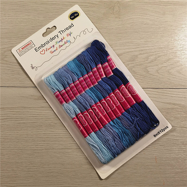 PandaHall 12 Skeins 12 Colors 6-Ply Polycotton(Polyester Cotton) Embroidery Floss, Cross Stitch Threads, Gradient Color, Blue, 0.8mm, 8m...
PandaHall 12 Skeins 12 Colors 6-Ply Polycotton(Polyester Cotton) Embroidery Floss, Cross Stitch Threads, Gradient Color, Blue, 0.8mm, 8m...