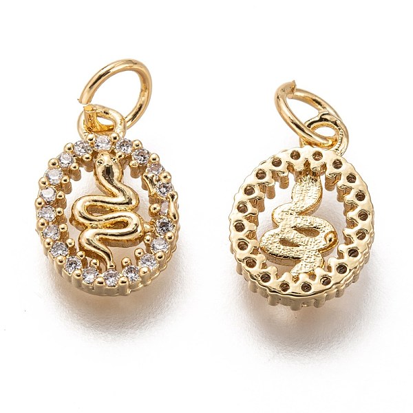 PandaHall Brass Micro Pave Clear Cubic Zirconia Charms, Long-Lasting Plated, with Jump Ring, Oval with Snake, Golden, 12x8.5x2.5mm, Jump...
PandaHall Brass Micro Pave Clear Cubic Zirconia Charms, Long-Lasting Plated, with Jump Ring, Oval with Snake, Golden, 12x8.5x2.5mm, Jump...