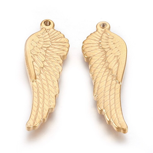 PandaHall 304 Stainless Steel Pendants, Ion Plating (IP), Wing, Golden, 38.5x13x3mm, Hole: 1.5mm 304 Stainless Steel Wing
PandaHall 304 Stainless Steel Pendants, Ion Plating (IP), Wing, Golden, 38.5x13x3mm, Hole: 1.5mm 304 Stainless Steel Wing