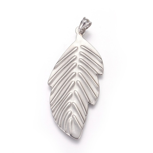 PandaHall 304 Stainless Steel Big Pendants, Leaf, Stainless Steel Color, 60x25.5x2mm, Hole: 5x5.5mm 304 Stainless Steel Leaf
PandaHall 304 Stainless Steel Big Pendants, Leaf, Stainless Steel Color, 60x25.5x2mm, Hole: 5x5.5mm 304 Stainless Steel Leaf