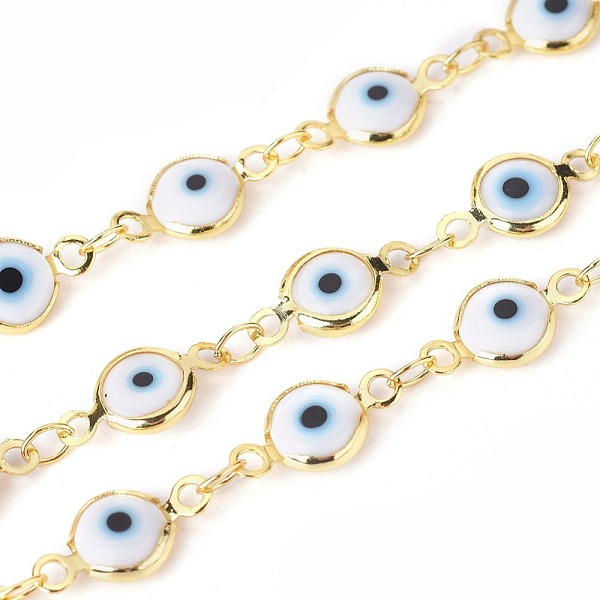PandaHall 3.28 Feet Handmade Evil Eye Lampwork Link Chains, Soldered, with Brass Findings, Long-Lasting Plated, Flat Round, Golden, White...
PandaHall 3.28 Feet Handmade Evil Eye Lampwork Link Chains, Soldered, with Brass Findings, Long-Lasting Plated, Flat Round, Golden, White...