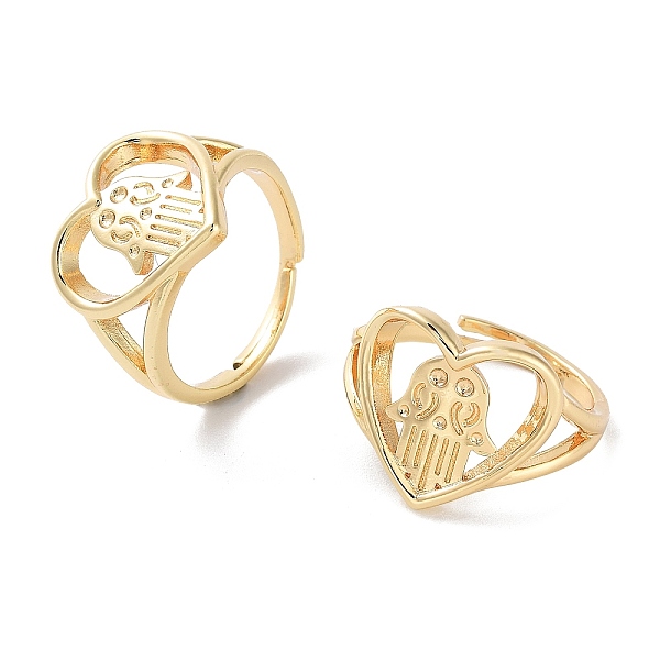 PandaHall Brass Adjustable Rings for Women, Heart with Hamsa Hand, Real 18K Gold Plated, Inner Diameter: 18.4mm Brass Heart
PandaHall Brass Adjustable Rings for Women, Heart with Hamsa Hand, Real 18K Gold Plated, Inner Diameter: 18.4mm Brass Heart