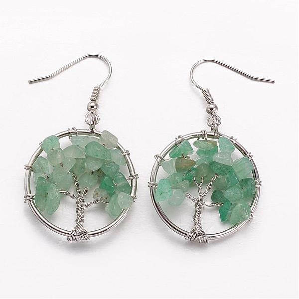 PandaHall Dangle Earrings, with Natural Green Aventurine Beads and Brass Hooks, Ring with Tree of Life, 50mm, Pin: 0.6mm Green Aventurine
PandaHall Dangle Earrings, with Natural Green Aventurine Beads and Brass Hooks, Ring with Tree of Life, 50mm, Pin: 0.6mm Green Aventurine