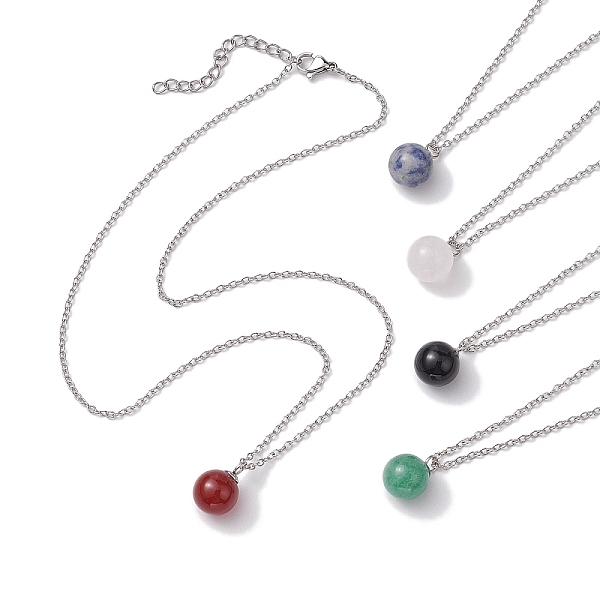 PandaHall Round Gemstone Pendant Necklaces, 304 Stainless Steel Cable Chain Necklaces, Stainless Steel Color, 16.54 inch(42cm) Mixed Stone...
PandaHall Round Gemstone Pendant Necklaces, 304 Stainless Steel Cable Chain Necklaces, Stainless Steel Color, 16.54 inch(42cm) Mixed Stone...