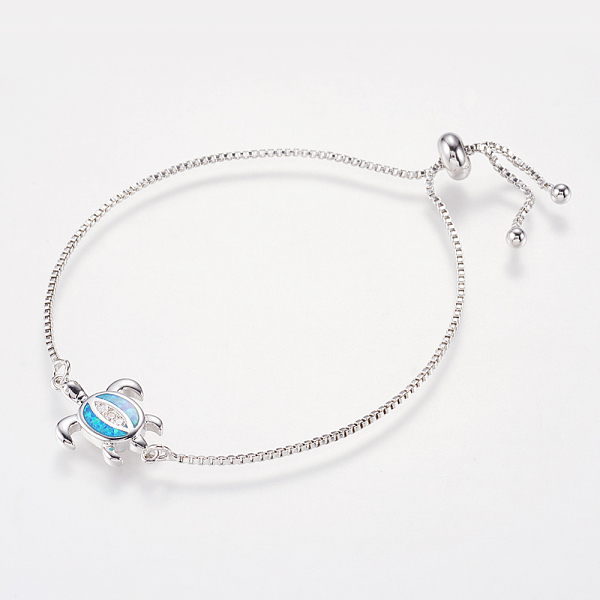 PandaHall Adjustable Brass Bolo Bracelets, Slider Bracelets, with Synthetic Opal and Cubic Zirconia, Box chains, Sea Turtle, Blue, 9.1 inch...
PandaHall Adjustable Brass Bolo Bracelets, Slider Bracelets, with Synthetic Opal and Cubic Zirconia, Box chains, Sea Turtle, Blue, 9.1 inch...