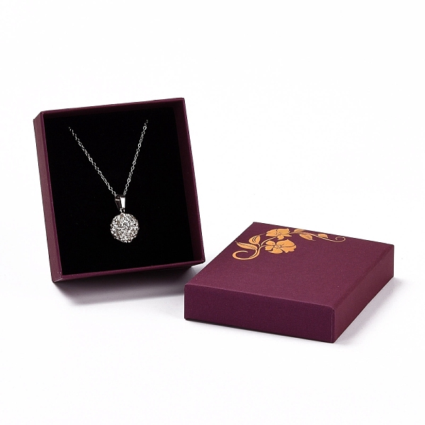 PandaHall Paper with Sponge Mat Necklace Boxes, Rectangle with Gold Stamping Flower Pattern, Purple, 8.7x7.7x3.65cm, Inner Diameter...
PandaHall Paper with Sponge Mat Necklace Boxes, Rectangle with Gold Stamping Flower Pattern, Purple, 8.7x7.7x3.65cm, Inner Diameter...