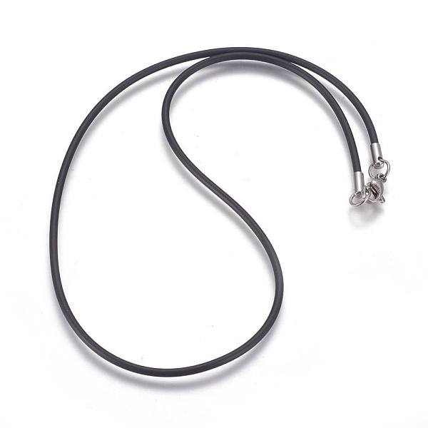 PandaHall Rubber Cord Necklaces Making, with 304 Stainless Steel Lobster Claw Clasps, Black, 16.5 inch(40.5cm), 2mm Synthetic Rubber Black
PandaHall Rubber Cord Necklaces Making, with 304 Stainless Steel Lobster Claw Clasps, Black, 16.5 inch(40.5cm), 2mm Synthetic Rubber Black