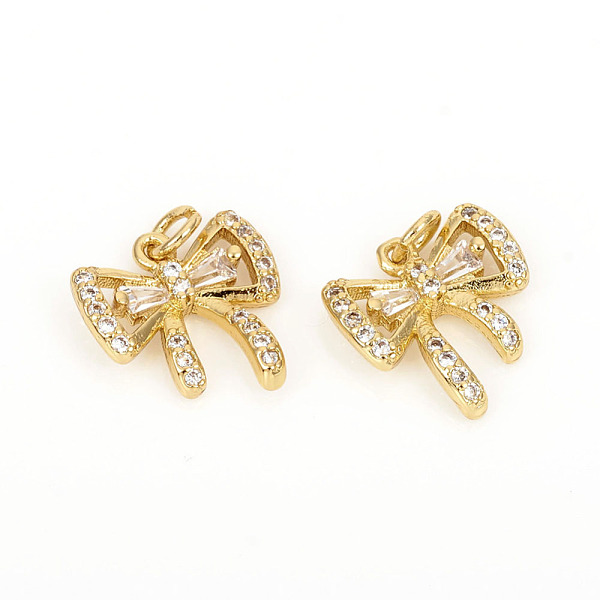 PandaHall Brass Micro Pave Cubic Zirconia Charms, with Jump Rings, Bowknot, Clear, Golden, 11.8x12x2.8mm, Jump Rings: 3.8x0.8mm, 2.4mm Inner...
PandaHall Brass Micro Pave Cubic Zirconia Charms, with Jump Rings, Bowknot, Clear, Golden, 11.8x12x2.8mm, Jump Rings: 3.8x0.8mm, 2.4mm Inner...