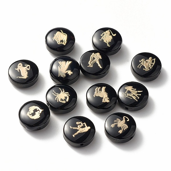 PandaHall Handmade Lampwork Beads, with Platinum Plated Brass Embellishments, Flat Round with Twelve Constellations, Black, 12x6mm, Hole...
PandaHall Handmade Lampwork Beads, with Platinum Plated Brass Embellishments, Flat Round with Twelve Constellations, Black, 12x6mm, Hole...