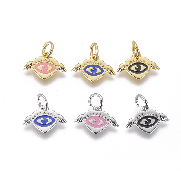 PandaHall Enamel Pendants, with Brass Findings and Jump Rings, Heart with Eye and Wing, Mixed Color, 10x15.5x1.5mm, Hole: 4mm Brass+Enamel..., Multicolor
PandaHall Enamel Pendants, with Brass Findings and Jump Rings, Heart with Eye and Wing, Mixed Color, 10x15.5x1.5mm, Hole: 4mm Brass+Enamel..., Multicolor