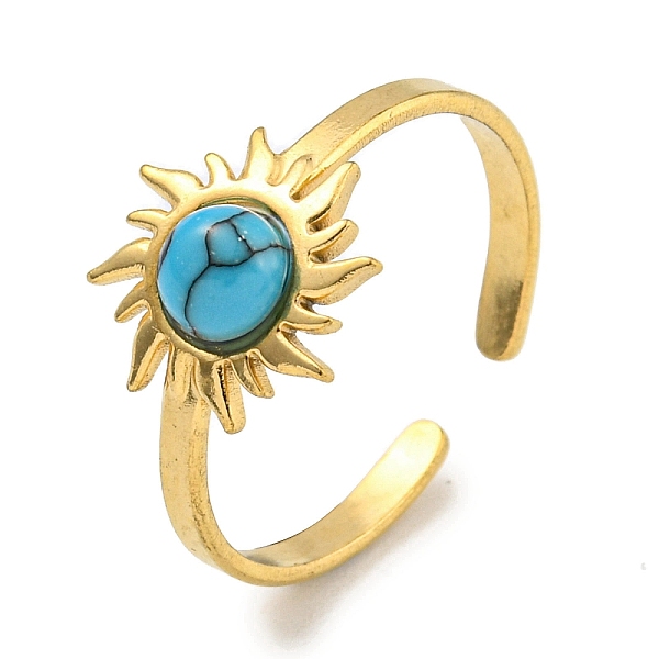 PandaHall Ion Plating(IP) 304 Stainless Steel Synthetic Turquoise Cuff Rings, Sun Open Rings for Women, Real 18K Gold Plated, Adjustable...
PandaHall Ion Plating(IP) 304 Stainless Steel Synthetic Turquoise Cuff Rings, Sun Open Rings for Women, Real 18K Gold Plated, Adjustable...