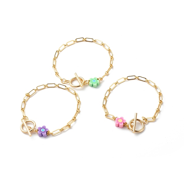 PandaHall Handmade Polymer Clay Flower Link Bracelets, with Brass Figaro Chains, Golden, Mixed Color, 7-1/8x3/8 inch(18x0.95cm) Brass..., Multicolor
PandaHall Handmade Polymer Clay Flower Link Bracelets, with Brass Figaro Chains, Golden, Mixed Color, 7-1/8x3/8 inch(18x0.95cm) Brass..., Multicolor