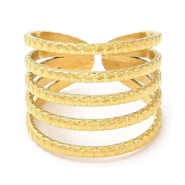 PandaHall 304 Stainless Steel Open Cuff Rings, Multi Line, Golden, US Size 7 1/4(17.5mm) 304 Stainless Steel
PandaHall 304 Stainless Steel Open Cuff Rings, Multi Line, Golden, US Size 7 1/4(17.5mm) 304 Stainless Steel