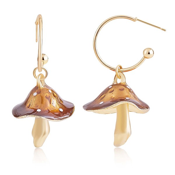 PandaHall Enamel Mushroom Dangle Stud Earrings, Gold Plated Alloy Half Hoop Earrings for Women, Brown, 47x24.5mm, Pin: 0.7mm Alloy Mushroom...
PandaHall Enamel Mushroom Dangle Stud Earrings, Gold Plated Alloy Half Hoop Earrings for Women, Brown, 47x24.5mm, Pin: 0.7mm Alloy Mushroom...