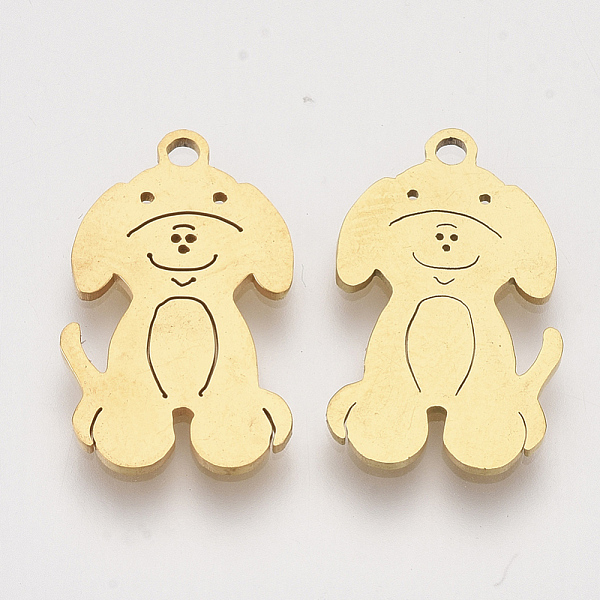 PandaHall 201 Stainless Steel Puppy Pendants, Laser Cut Pendants, Dog, Golden, 18x11x1mm, Hole: 1.4mm 201 Stainless Steel Dog
PandaHall 201 Stainless Steel Puppy Pendants, Laser Cut Pendants, Dog, Golden, 18x11x1mm, Hole: 1.4mm 201 Stainless Steel Dog