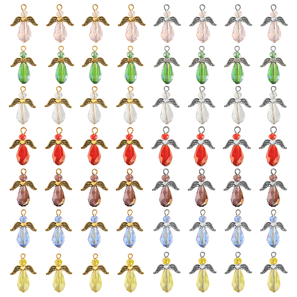 PandaHall 56Pcs 7 Color Electroplate Glass Pendants, Faceted Angel Charms, with Platinum & Golden Tone Iron Loops, Mixed Color, 28x20x10mm..., Multicolor
PandaHall 56Pcs 7 Color Electroplate Glass Pendants, Faceted Angel Charms, with Platinum & Golden Tone Iron Loops, Mixed Color, 28x20x10mm..., Multicolor