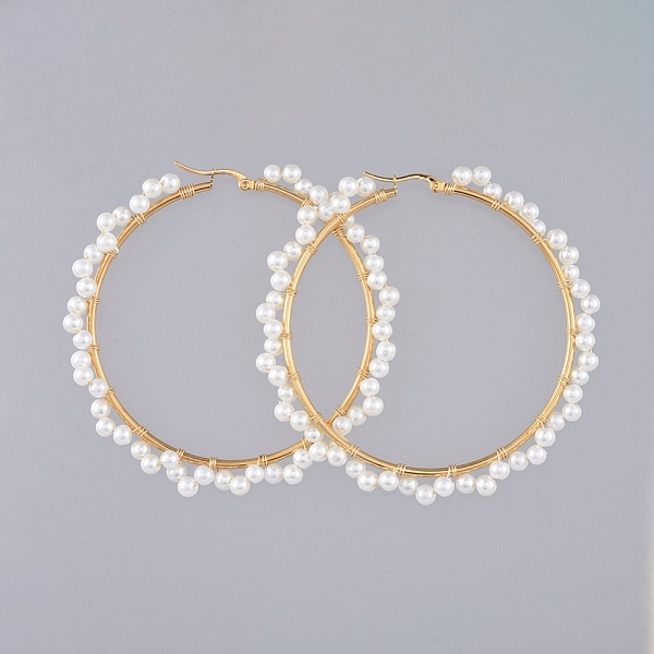 PandaHall Beaded Hoop Earrings, with Glass Pearl Beads, Golden Plated 304 Stainless Steel Hoop Earrings Findings and Copper Wire, Ring..., White
PandaHall Beaded Hoop Earrings, with Glass Pearl Beads, Golden Plated 304 Stainless Steel Hoop Earrings Findings and Copper Wire, Ring..., White