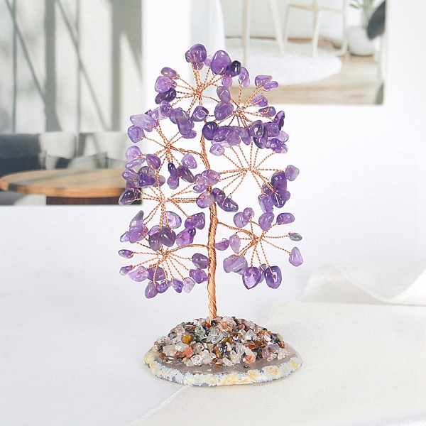 PandaHall Natural Amethyst Chips Tree Decorations, Agate Plate Base Copper Wire Feng Shui Energy Stone Gift for Home Decoration, 60x125mm...
PandaHall Natural Amethyst Chips Tree Decorations, Agate Plate Base Copper Wire Feng Shui Energy Stone Gift for Home Decoration, 60x125mm...